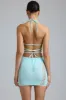 Embellished Mid-Rise Mini Skirt in Ice Blue sold by Oh Polly