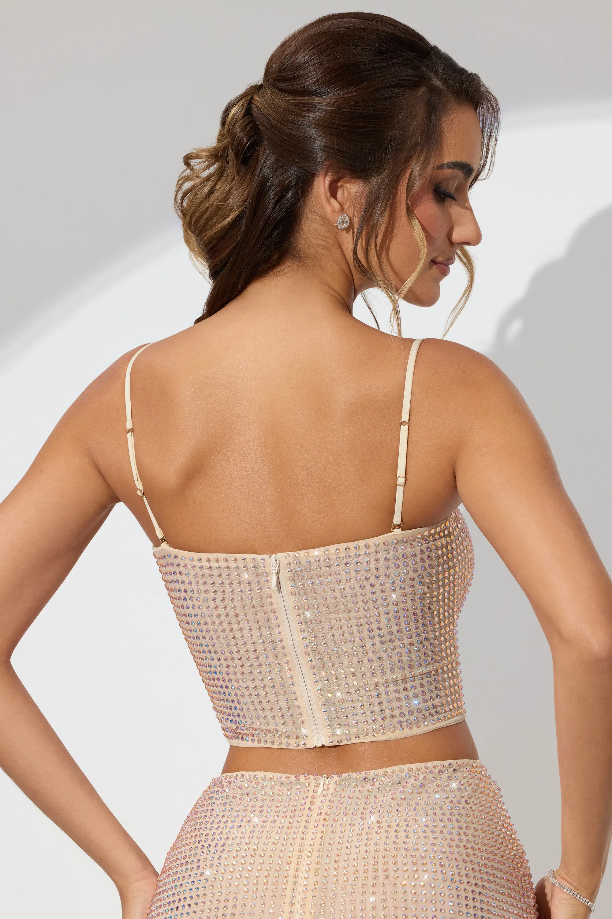 Embellished Strapless Crop Top in Champagne sold by Oh Polly product image thumbnail 2