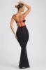 Contrast Binding Cut Out Evening Gown in Black sold by Oh Polly