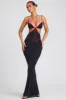 Contrast Binding Cut Out Evening Gown in Black sold by Oh Polly