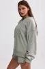 Terry Towelling V-Neck Hoodie in Sage Grey sold by Oh Polly
