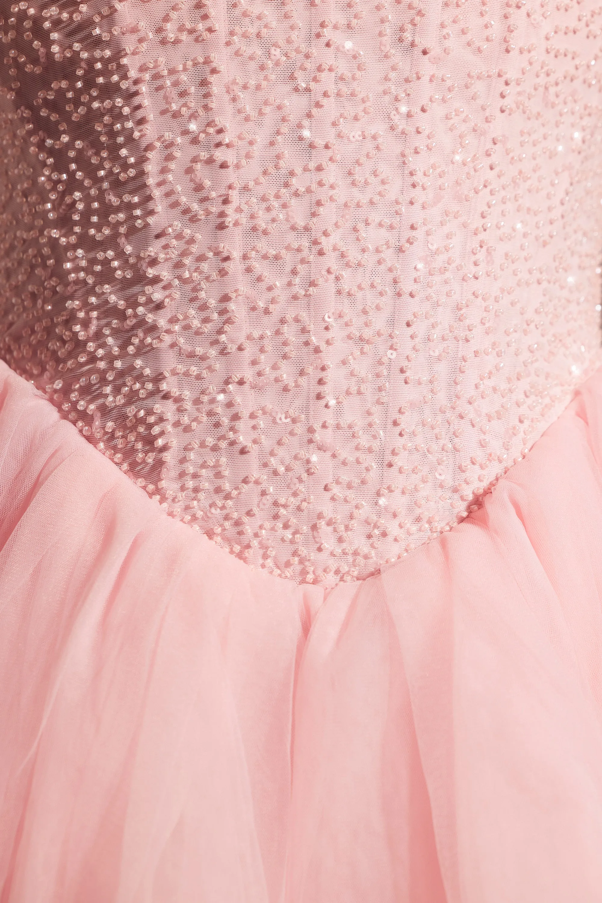 white christmas dresses Embellished Corset Tulle Skirt Midi Dress in Blush