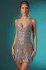 Embellished Lace Mini Dress in Taupe sold by Oh Polly