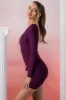 Lace Up Long Sleeve Mini Dress in Wine sold by Oh Polly