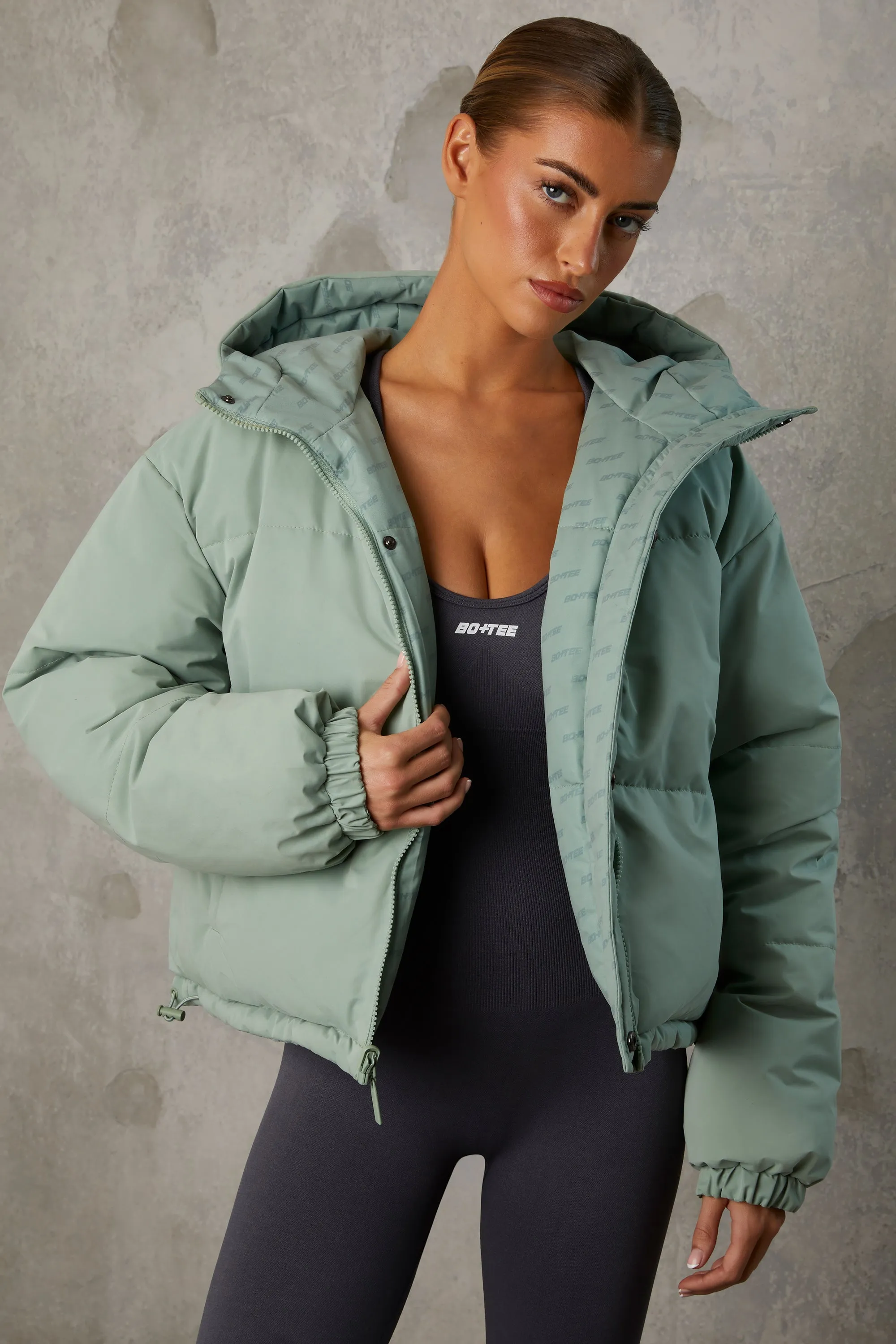 Reversible Hooded Puffer Jacket in Iceberg Green sold by Oh Polly product image thumbnail 5