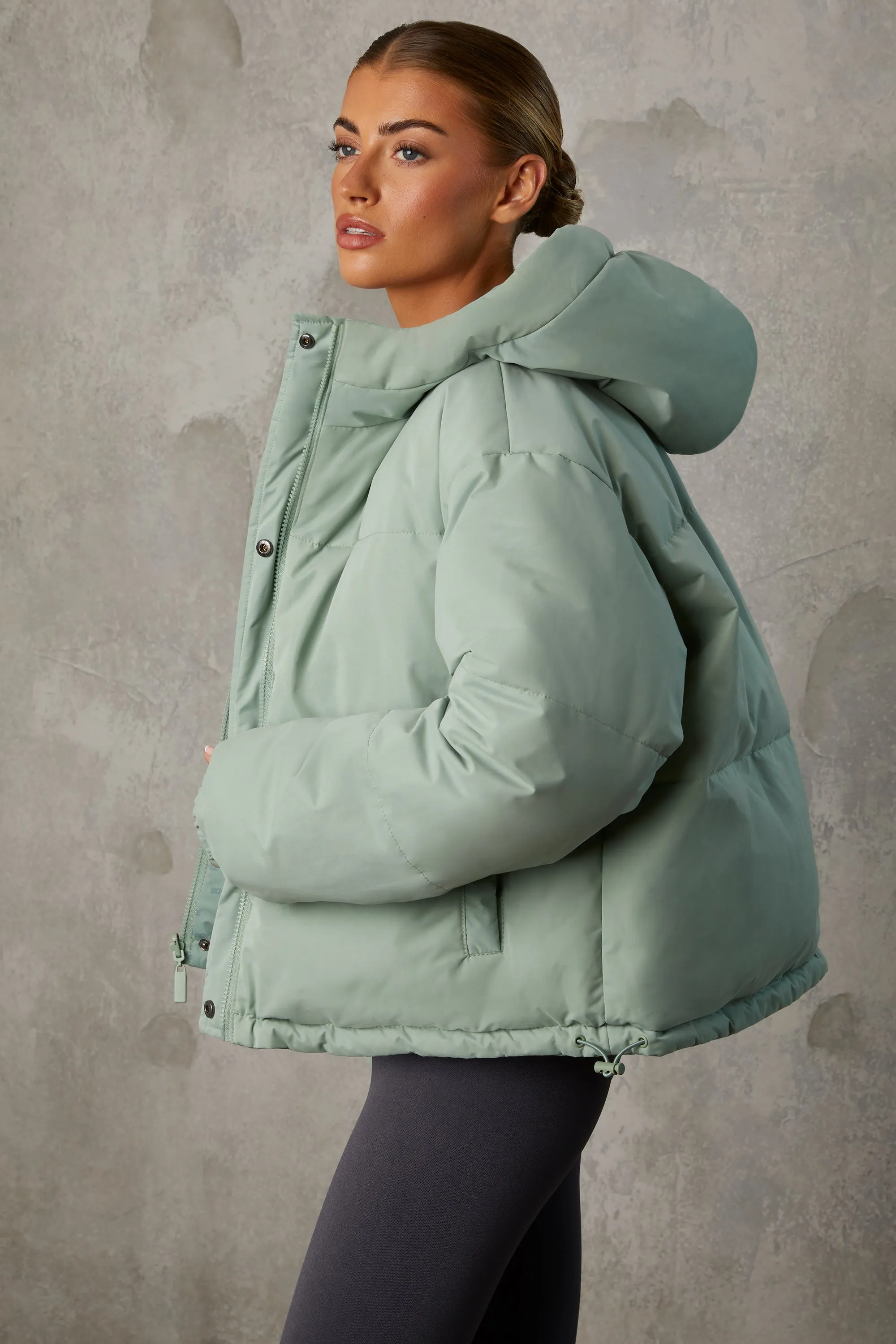 Reversible Hooded Puffer Jacket in Iceberg Green sold by Oh Polly product image thumbnail 3