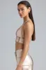 Metallic Denim Belted Crop Top in Champagne sold by Oh Polly