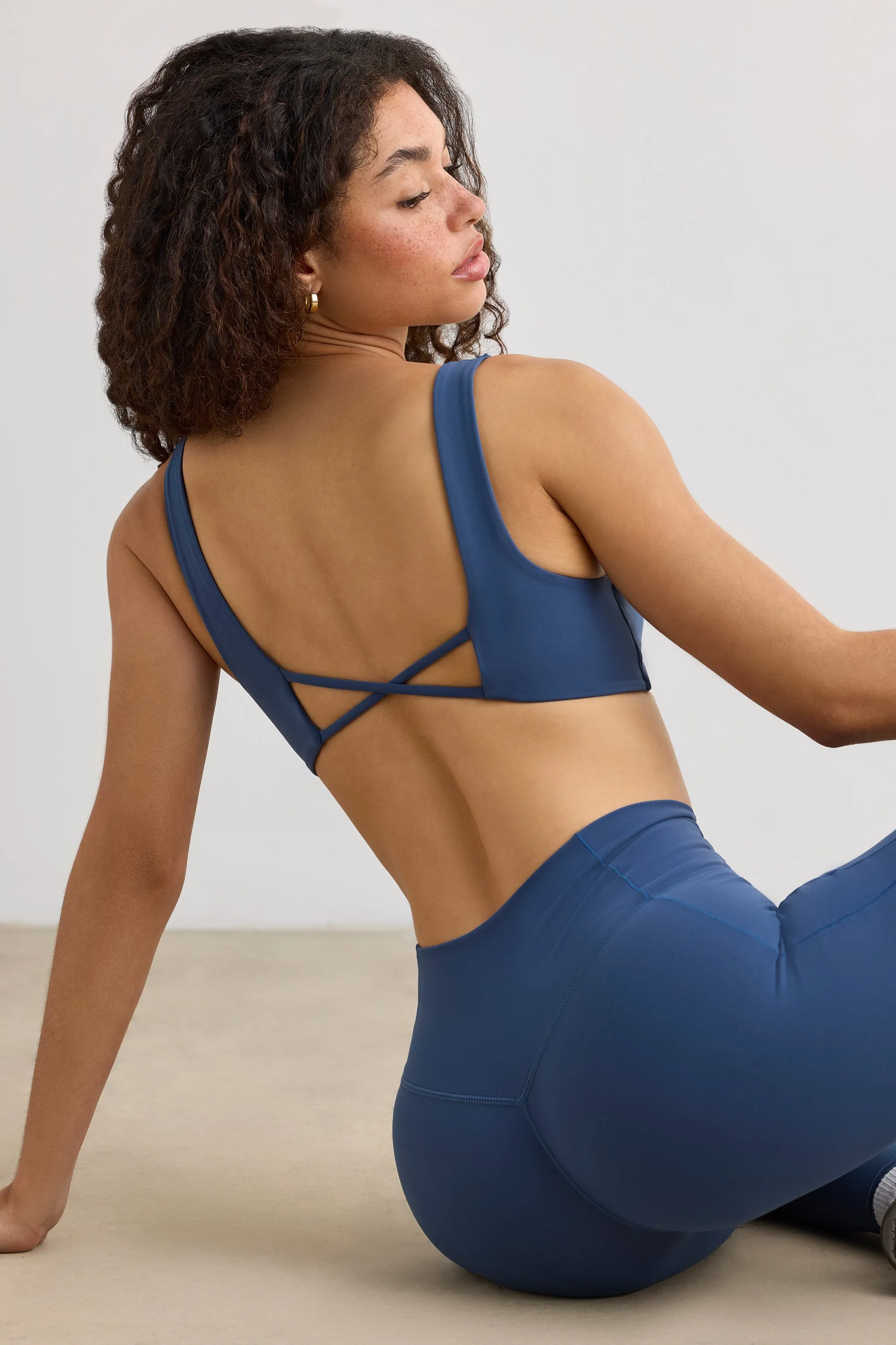 Soft Active V-Neck Sports Bra in Washed Navy sold by Oh Polly product image thumbnail 2