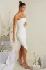 Hand Embellished Asymmetric Midi Dress in White sold by Oh Polly
