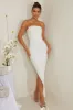 Hand Embellished Asymmetric Midi Dress in White sold by Oh Polly