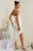 Hand Embellished Asymmetric Midi Dress in White sold by Oh Polly