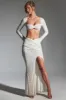 Embellished Ruched Maxi Skirt in White sold by Oh Polly