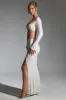 Embellished Ruched Maxi Skirt in White sold by Oh Polly