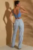 Tall High Waist Wide Leg Cargo Trousers in Light Blue sold by Oh Polly