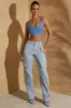 Tall High Waist Wide Leg Cargo Trousers in Light Blue sold by Oh Polly
