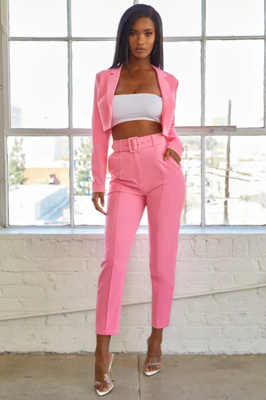Bossy Cropped Blazer in Candy Pink made by Oh Polly