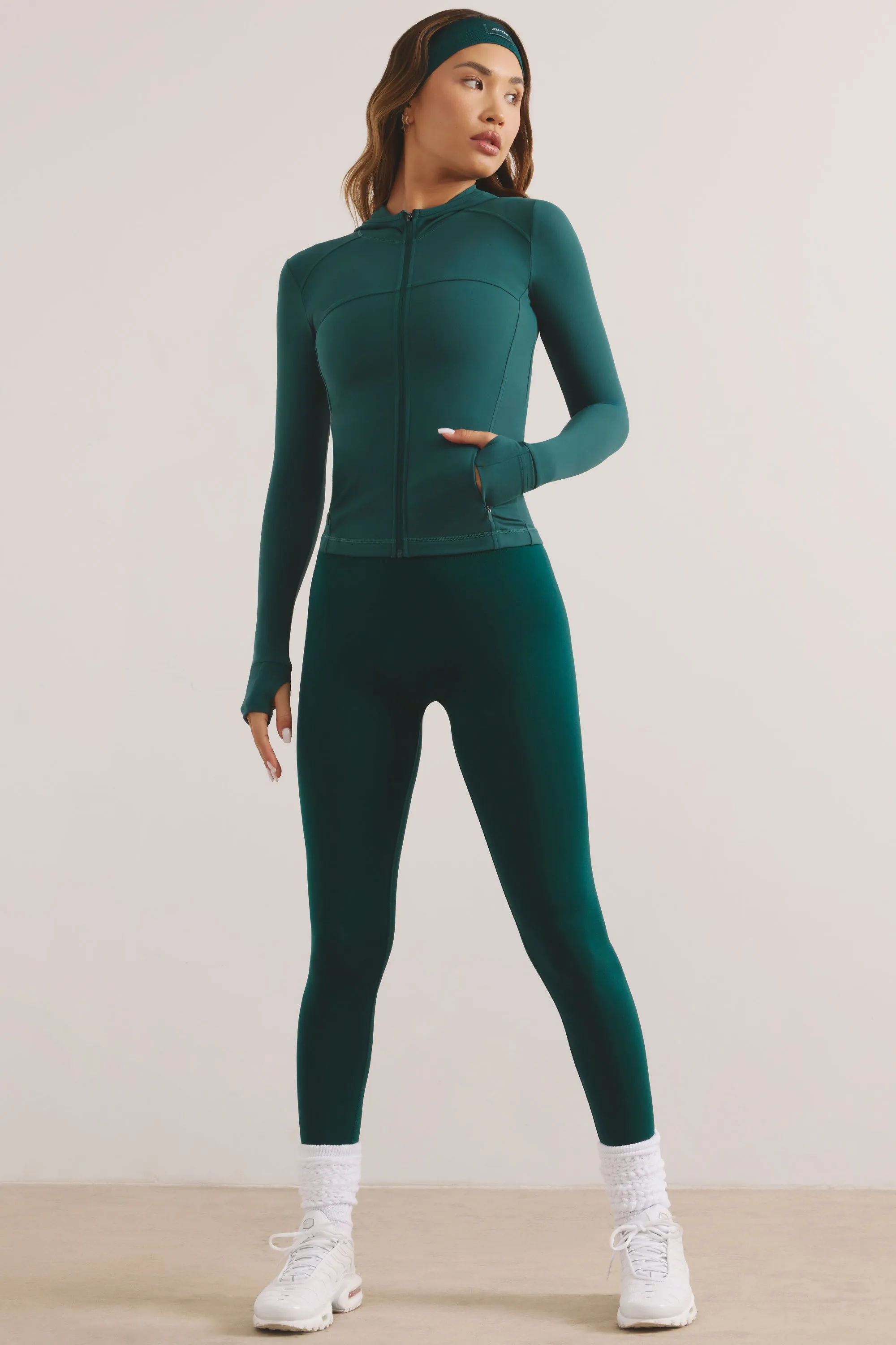 Soft Active Hooded Zip Up Jacket in Jade Green sold by Oh Polly product image thumbnail 5