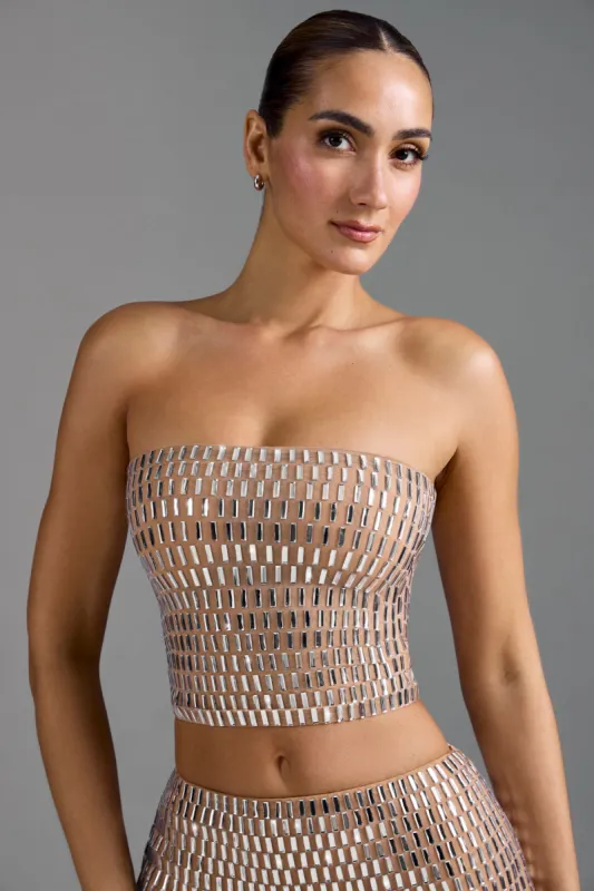 Embellished Bandeau Top in Almond sold by Oh Polly
