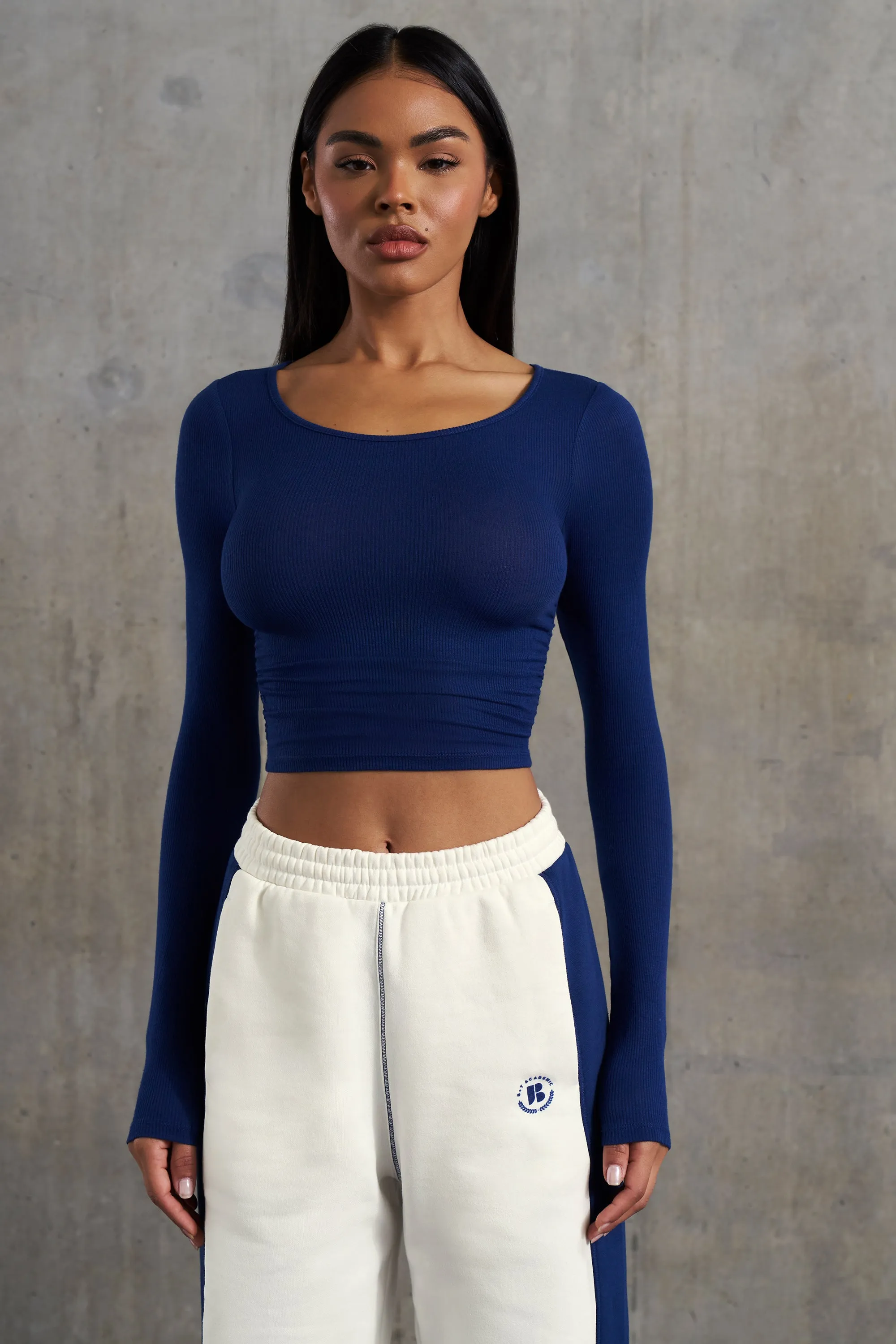 Soft Rib Long Sleeve Top in Navy sold by Oh Polly product image thumbnail 5