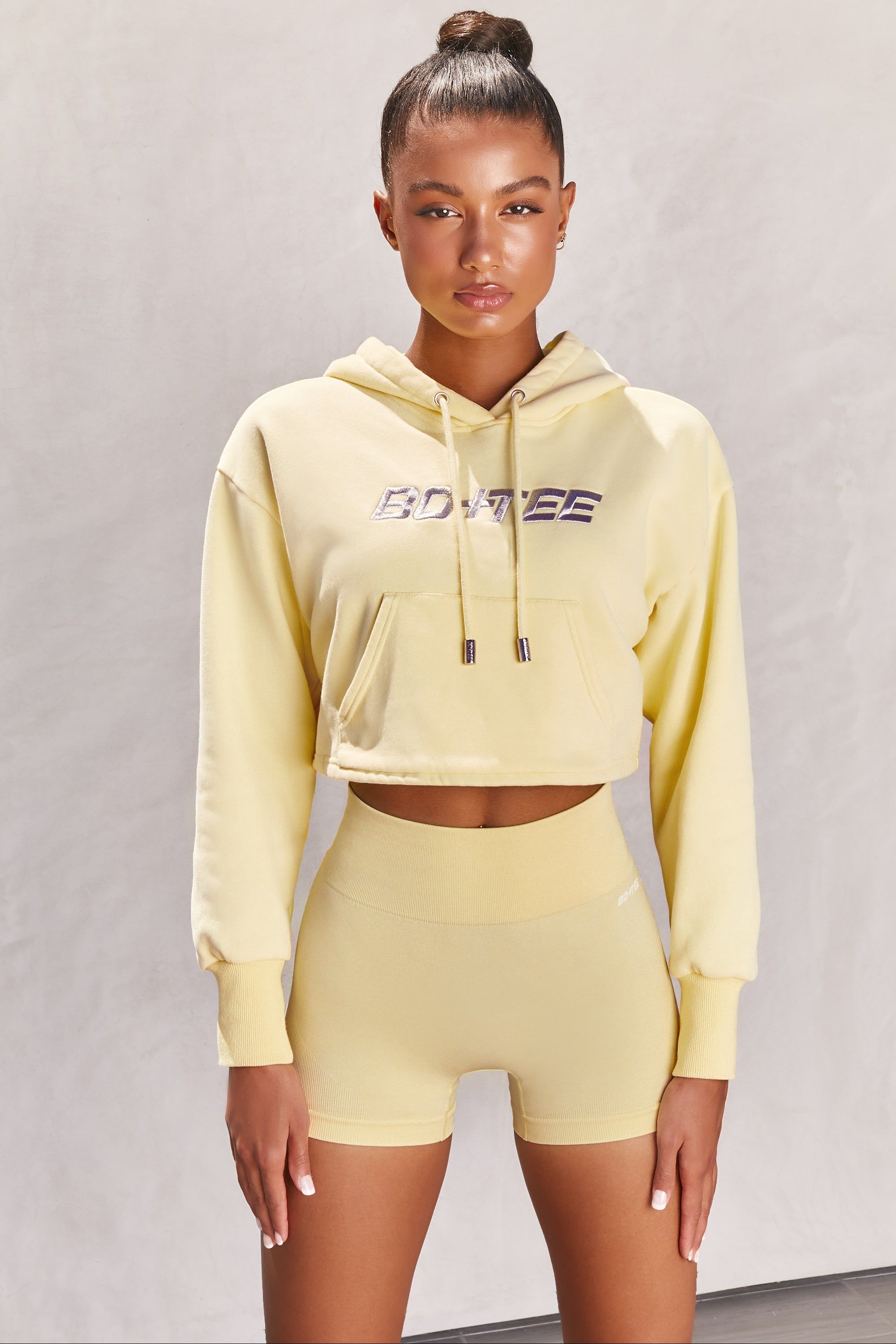 Off Duty Cropped Hoodie in Lemon sold by Oh Polly product image thumbnail 3