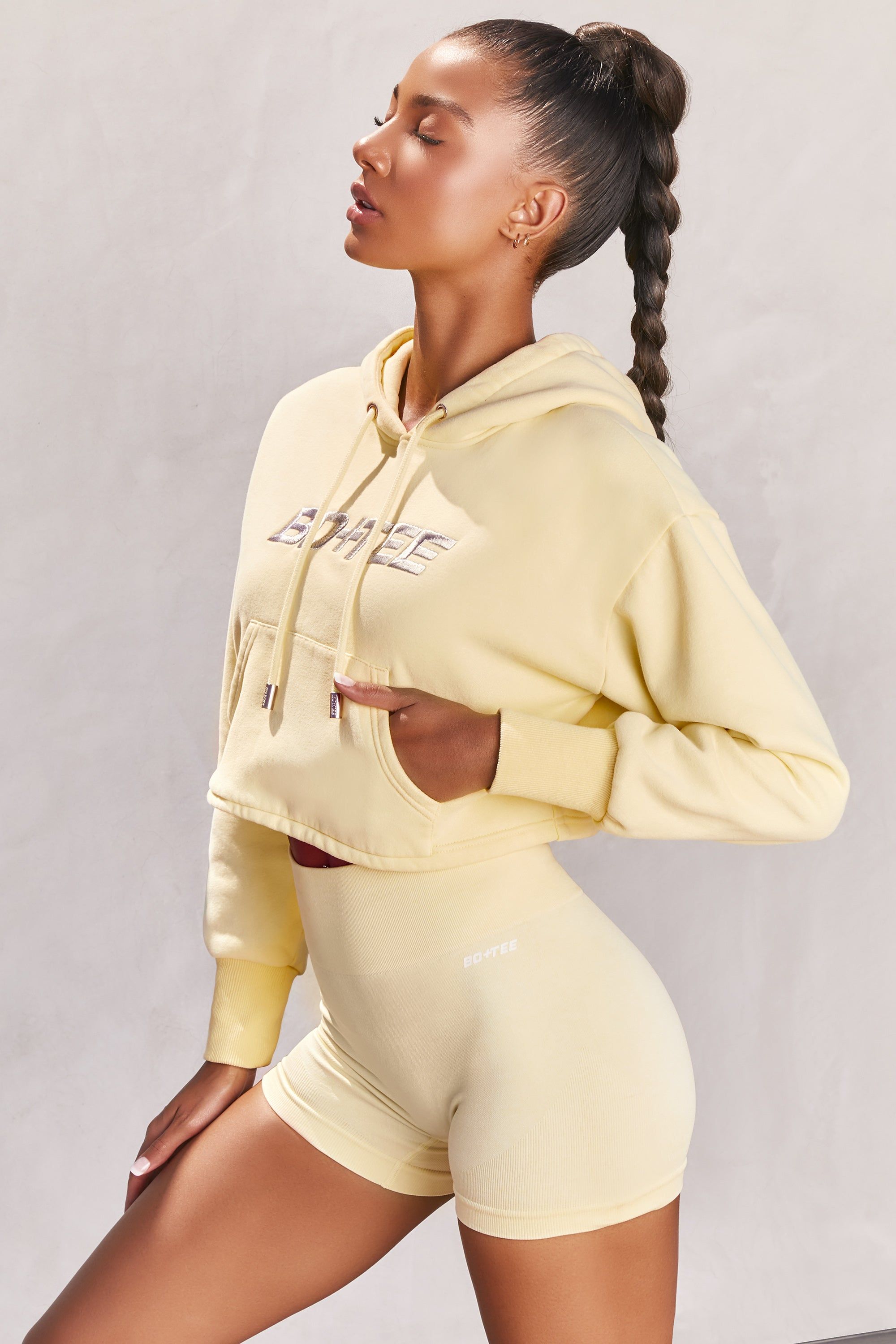 Off Duty Cropped Hoodie in Lemon sold by Oh Polly product image thumbnail 4