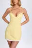 Bow-Detail Pleated Mini Dress in Pastel Yellow sold by Oh Polly