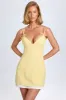 Bow-Detail Pleated Mini Dress in Pastel Yellow sold by Oh Polly
