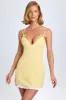 Bow-Detail Pleated Mini Dress in Pastel Yellow sold by Oh Polly