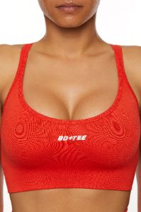 Seamless Strappy Sports Bra in Red sold by Oh Polly