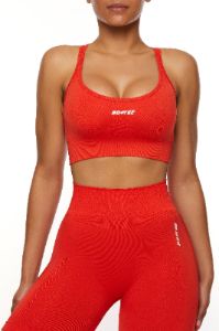 Seamless Strappy Sports Bra in Red sold by Oh Polly