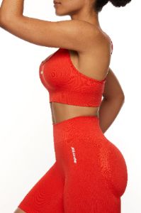 Seamless Strappy Sports Bra in Red sold by Oh Polly