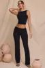Petite Mid-Rise Straight Leg Trousers in Black sold by Oh Polly