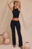 Petite Mid-Rise Straight Leg Trousers in Black sold by Oh Polly