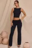Petite Mid-Rise Straight Leg Trousers in Black sold by Oh Polly