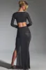 Embellished Ruched Maxi Skirt in Black sold by Oh Polly