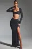 Embellished Ruched Maxi Skirt in Black sold by Oh Polly