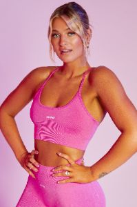 Seamless High Strap Crop Top in Pink sold by Oh Polly