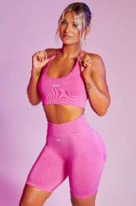 Seamless High Strap Crop Top in Pink sold by Oh Polly