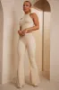 Tall High Waist Flare Trousers in Ivory sold by Oh Polly