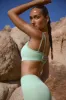 Scoop Neck Lace Up Back FlexiRib Sports Bra in Mint Green sold by Oh Polly