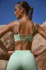 Scoop Neck Lace Up Back FlexiRib Sports Bra in Mint Green sold by Oh Polly