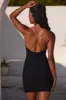 Ruched Cowl Neck Bodycon Mini Dress in Black sold by Oh Polly