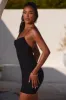 Ruched Cowl Neck Bodycon Mini Dress in Black sold by Oh Polly