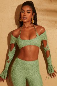 Cut Out Crop Top in Green sold by Oh Polly
