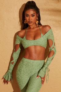 Cut Out Crop Top in Green sold by Oh Polly