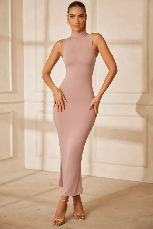 High Neck Maxi Dress in Mauve sold by Oh Polly