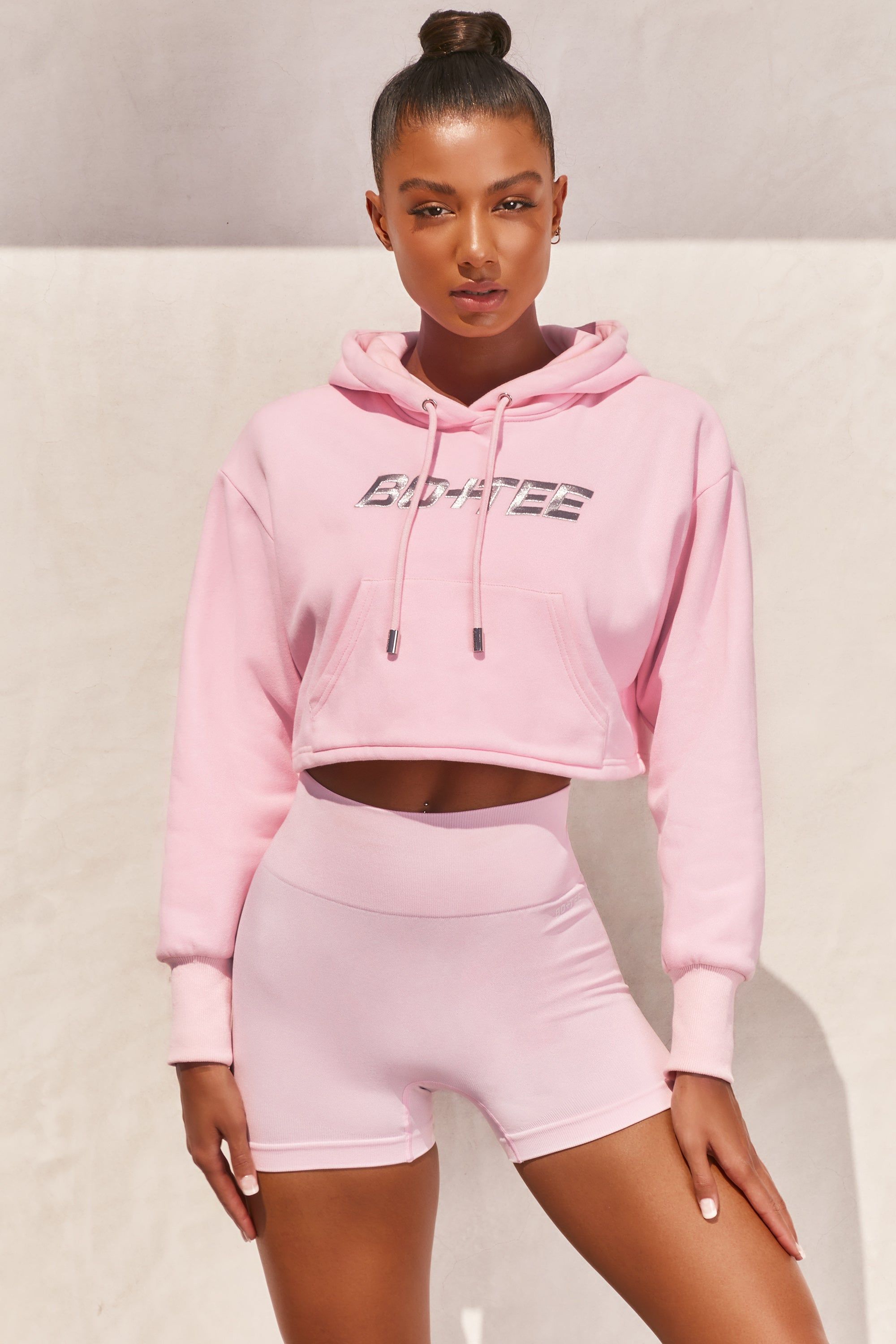 Off Duty Cropped Hoodie in Pink sold by Oh Polly product image thumbnail 3