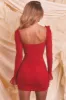 Ruched Mesh Cut Out Mini Dress in Red sold by Oh Polly
