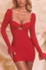 Ruched Mesh Cut Out Mini Dress in Red sold by Oh Polly