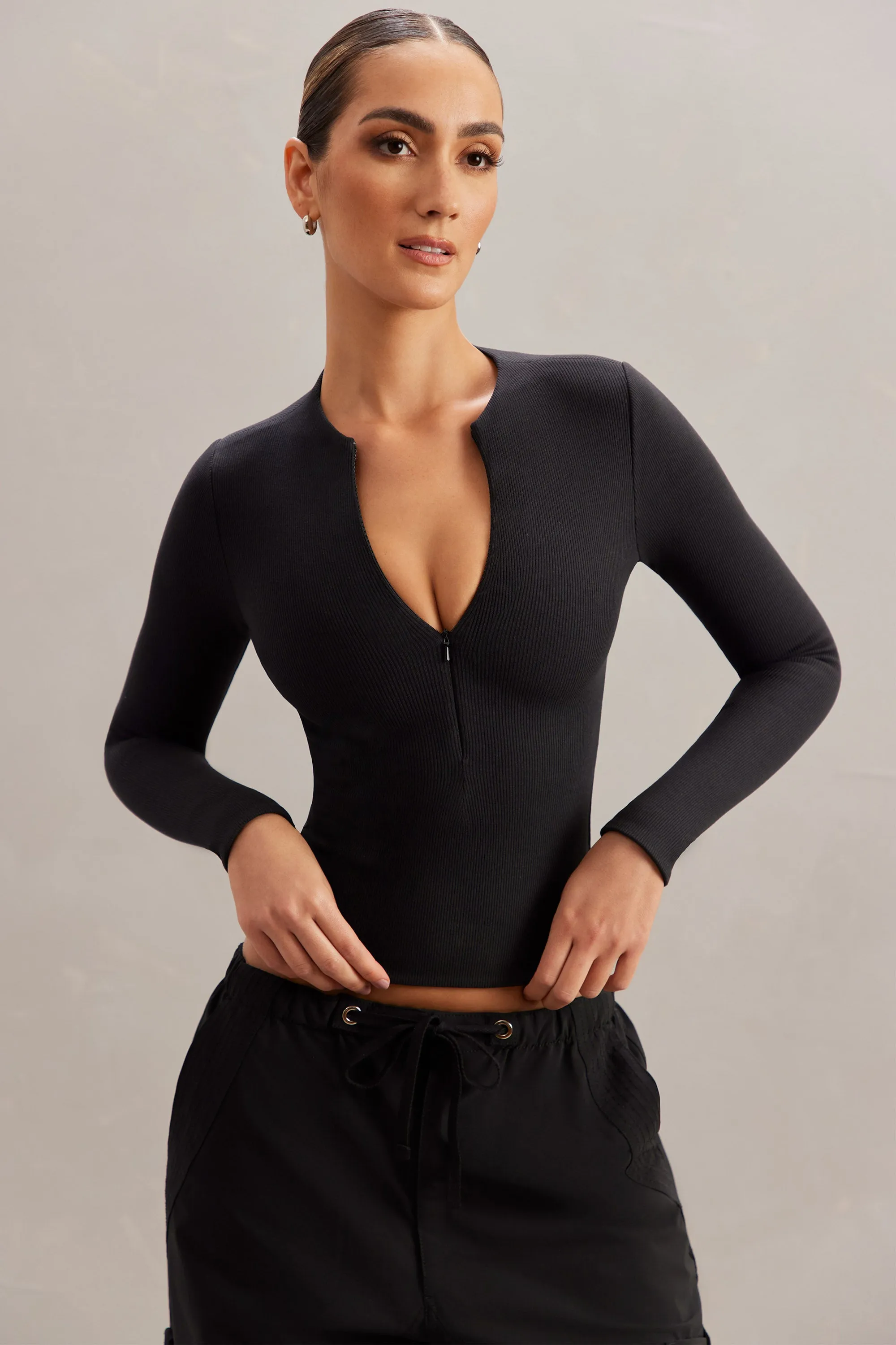 Long Sleeve Crop Top in Black sold by Oh Polly product image thumbnail 3